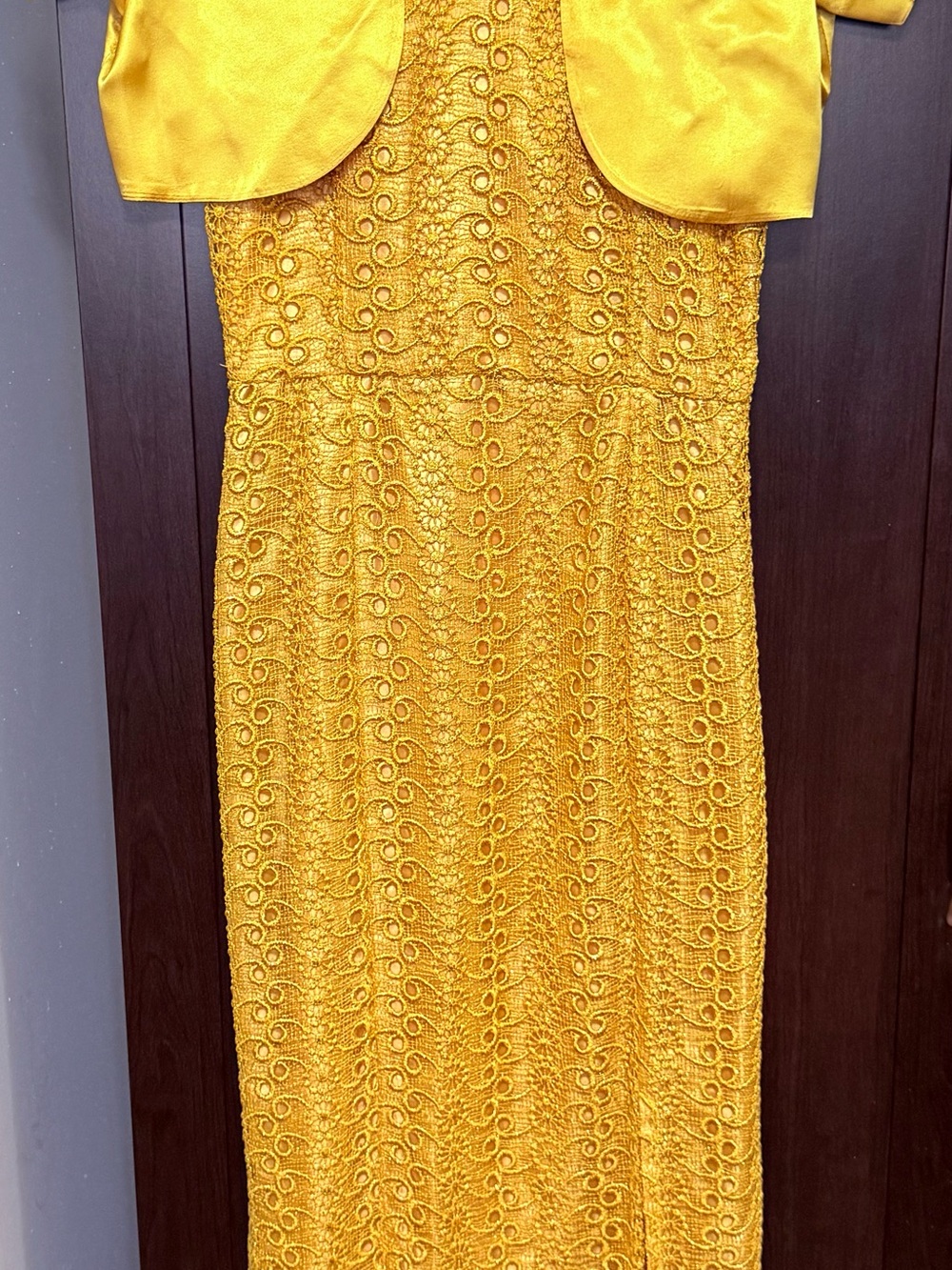 Gold Lace Long Women's Dress
